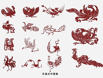 Chinese style phoenix traditional god beast god bird totem bird auspicious beast paper-cut hollow carving pattern texture 3d model