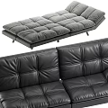 Modern Black And Gray Leather Sectional Sofa With Tufted Design And Slim Wooden Legs