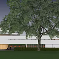 Modern Circular Building With White Exterior And Wooden Entrance Where People Walk