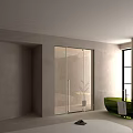Modern Shower Sauna Interior With Glass Door Green Bathtub And Marble Walls