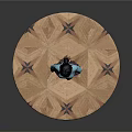 Circular Platform With Geometric Star Pattern Design Standing On Dark Background