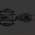 Futuristic Large Starship Model With Detailed Military Structure And Engine Systems