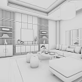 Modern Chinese Living Room Interior With L shaped Sofa Round Coffee Table And Decorative Elements