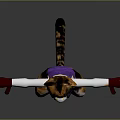 Animated Game Movie Cat Character With Colorful Fur Purple Vest Red Gloves And Brown Boots