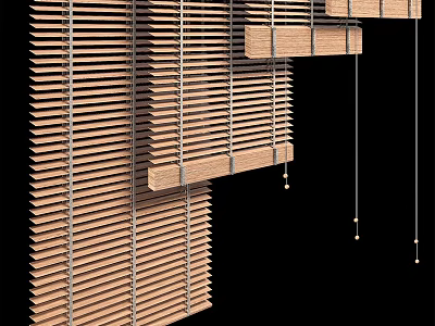 Natural Wooden Blinds With Adjustable Slats For Modern Home Window Decor 3d model