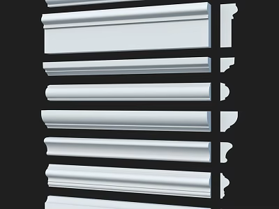 White Decorative Molding Components With Various Styles For Interior Design 3d model