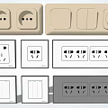 Modern Home Electrical Switch Panels with Various Designs and Socket Combinations 3d model