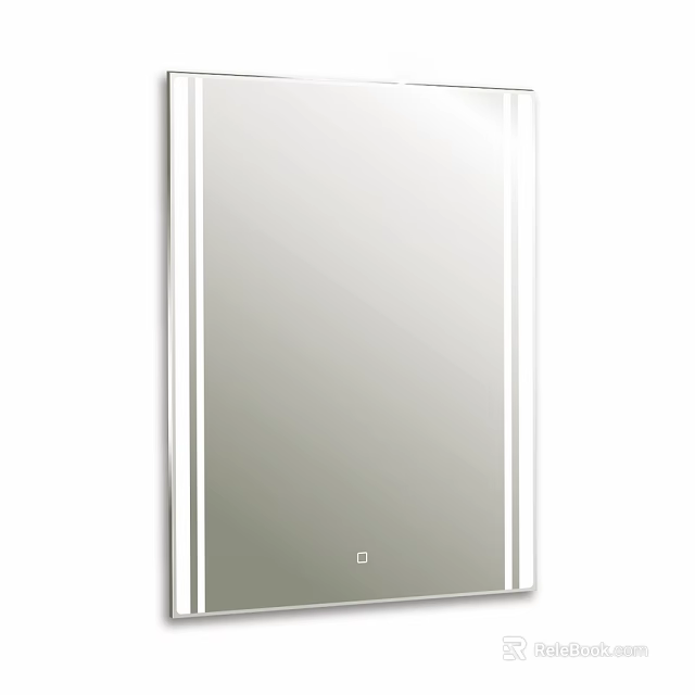 Modern Sleek Wall Mounted Mirror With White Frame And Smooth Surface 3d model 