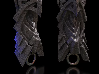 Intricate Carved Stone Architectural Components With Ring Ornaments And Detailed Geometric Curved Surface 3d model
