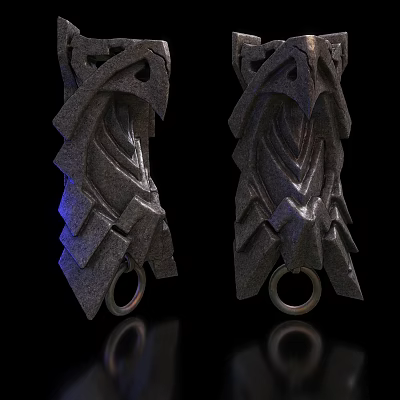 Intricate Carved Stone Architectural Components With Ring Ornaments And Detailed Geometric Curved Surface 3d model