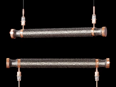 Modern Chandelier with Copper Accents and Textured Surface in Elongated Design for Interior Spaces 3d model