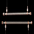 Modern Chandelier with Copper Accents and Textured Surface in Elongated Design for Interior Spaces