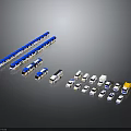 Various Vehicles Including Long Blue Trains Buses Trucks And Cars On