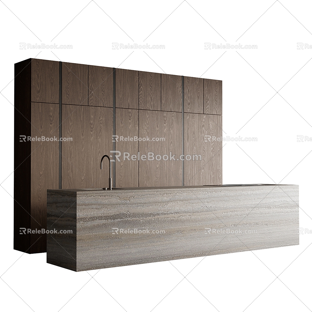 Island table in modern cabinet 3d model