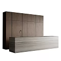 Modern Dark Wood Kitchen Cabinets With Sleek Countertop And Integrated Sink Design