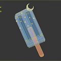 Transparent Blue Popsicle Decorated With Moon And Stars On Wooden Stick