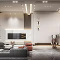 Modern Duplex Living Room Interior Design With Large Windows City View Sofa And Staircase