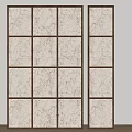 Modern Room Divider With Wooden Frame And Patterned Decorative Panels Design 3d model