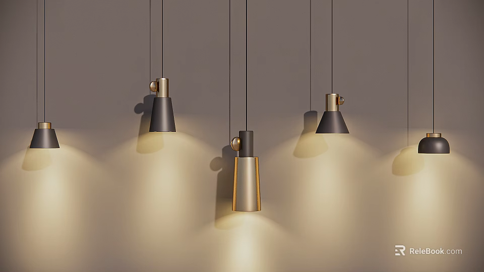 Modern Minimalist Pendant Lights With Black And Gold Metal Design For Ceiling Hanging Lighting 3d model 