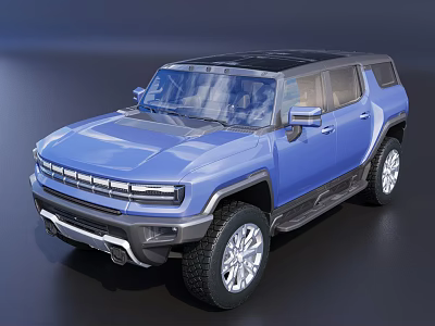 Modern Blue SUV With Rugged Exterior Black Roof Large Wheels And Sleek Design 3d model