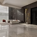 Modern Duplex Living Room Interior With Marble Feature Wall TV Unit And Chandelier