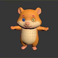 Cute 3D Cartoon Hamster Orange And White With Big Eyes Arms Outstretched Dark Background