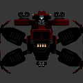 Red Sci-Fi Spaceship Model With Detailed Exterior And Mechanical Engine Parts