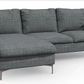 Modern Gray Fabric Sofa Set with Chaise Lounge and Metal Legs for Contemporary Living Room