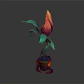 3D Cartoon Scene Featuring Colorful Flower With Green Leaves And Vibrant Pot