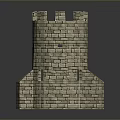 Stone Castle Tower Model With Battlements And Small Window Structure 3d model