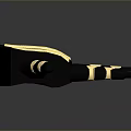 Game Movie Character Black Gold Gauntlet With Decorative Stripes And Golden Emblem Design