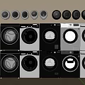Modern Front Loading Washing Machines With Multiple Models And Control Panels 3d model