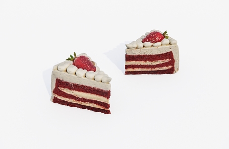 Food Pastry Strawberry Cake 3d model