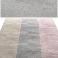 Square Rug With Beige Grey Pink Striped Design For Modern Interior Decor