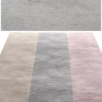 Square Rug With Beige Grey Pink Striped Design For Modern Interior Decor 3d model
