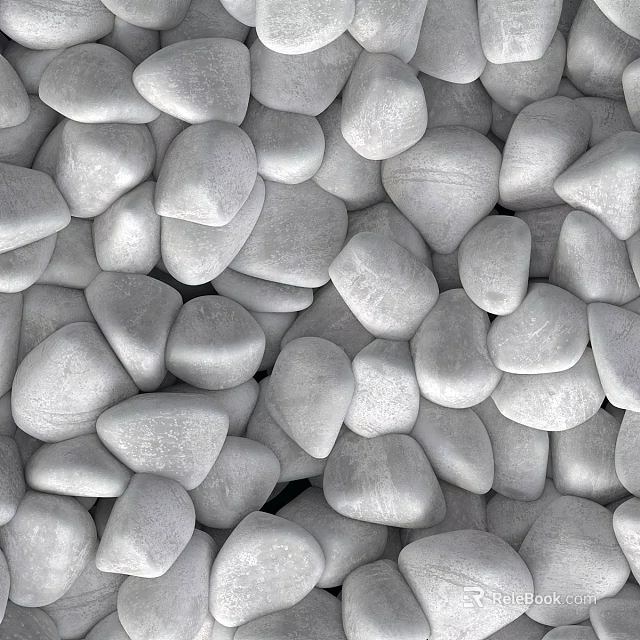 Silver White Smooth Pebbles As Garden Decor For Landscaping And Outdoor Design 3d model 