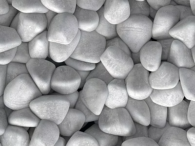 Silver White Smooth Pebbles As Garden Decor For Landscaping And Outdoor Design 3d model