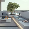 Modern Roof Garden Outdoor Relaxation Area With Seating Green Plants And Ambient Lighting
