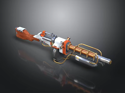 3D Rendered Futuristic Sci Fi Weapon With Advanced Mechanical Structure And Copper Coil Details 3d model