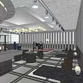 Luxury Modern Bar Interior Design With Circular Lighting Bar Counter And Floor to ceiling Windows