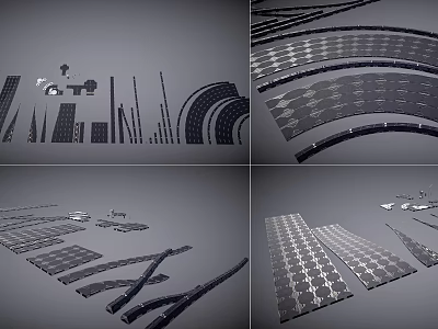 Municipal Road Modular Pavement Components Curved Structure And Drainage Grilles 3d model
