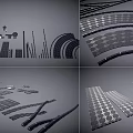 Municipal Road Modular Pavement Components Curved Structure And Drainage Grilles 3d model