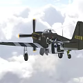 Vintage Fighter Aircraft Flying With Propeller Black Yellow Red Design In Cloudy Sky 415