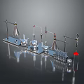 Laboratory Glassware and Stands Arrangement With Beakers Flasks and Test Tubes