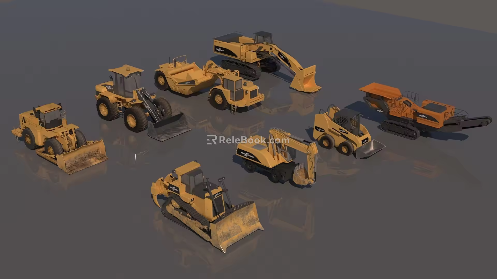 Bulldozer hook machine engineering vehicle 3d model
