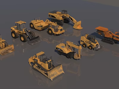 Construction Utility Vehicles Bulldozers Excavators Loaders Dump Trucks for Heavy Duty Construction Work 3d model