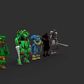 Colorful Robot Models With Various Weapons And Unique Designs On