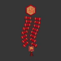 Traditional Chinese New Year Red Firecrackers Decoration With Top Fu Character