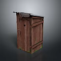 Small Old Wooden Shed With Broken Roof Door And Green Stains