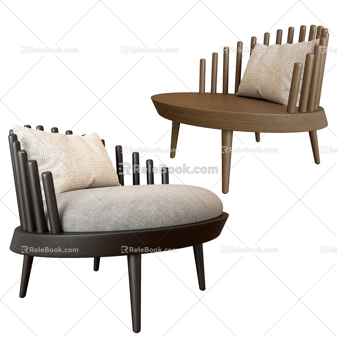 Modern Leisure Chair Fabric Leisure Chair Wooden Leisure Chair 3d model